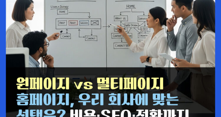 원페이지 vs 멀티페이지 홈페이지, 우리 회사에 맞는 선택은? 비용·SEO·전환까지 비교