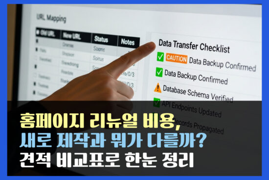 홈페이지 리뉴얼 비용, 새로 제작과 뭐가 다를까? 견적 비교표로 한눈 정리
